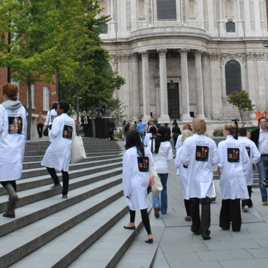 Flash mob in central London for Natural History Museum
